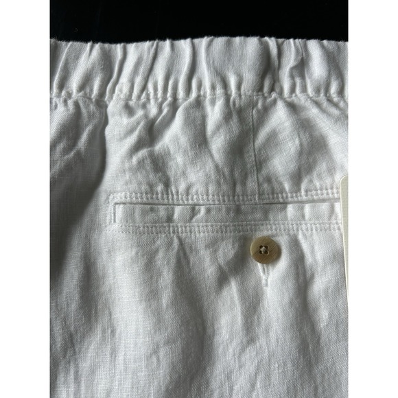 New Men's White Linen Shorts For 48 Waist Caribbean Elastic 10" Inseam - Picture 9 of 14